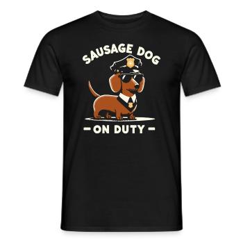 Dachshund Police Service T Shirt – Authority Dog - Men's T-Shirt - black - Front - AI Model Male 178 light (178cm)