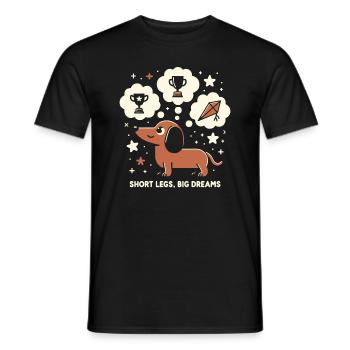 Short Legs, Big Dreams – Dreamy Dachshund Des - Men's T-Shirt - black - Front - AI Model Male 178 light (178cm)