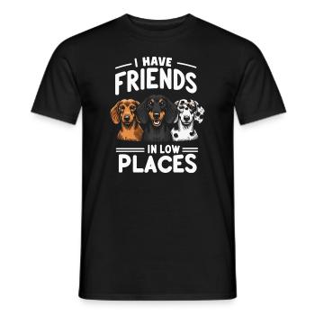 Friends in Low Places Dachshund Humor - Men's T-Shirt - black - Front - AI Model Male 178 light (178cm)