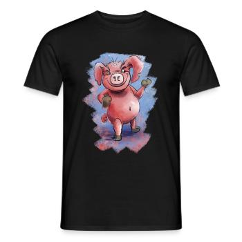 Grincheux drôle cochon - T-shirt homme - noir - Devant - AI Model Male 178 light (178cm)