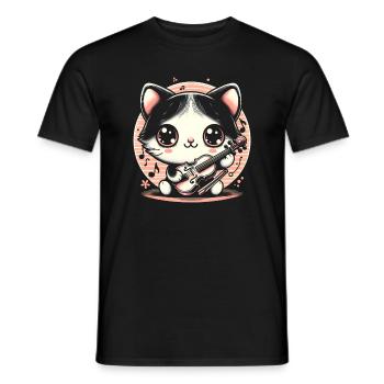 Violon chat - T-shirt homme - noir - Devant - AI Model Male 178 light (178cm)