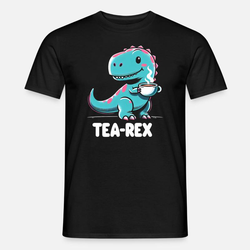 TEA-REX - Dinosaurier-Tee - Männer T-Shirt - Schwarz