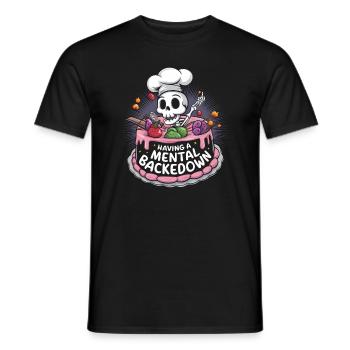 Funny Skeleton Cake - Men's T-Shirt - black - Front - AI Model Male 178 light (178cm)