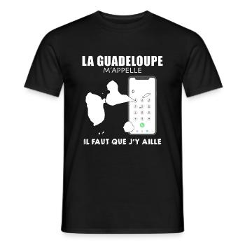 Guadeloupe Au Téléphone cadeau humour - T-shirt homme - noir - Devant - AI Model Male 178 light (178cm)