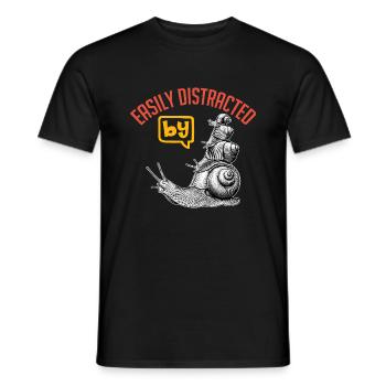 Easily distracted by snails I love snails - Men's T-Shirt - black - Front - AI Model Male 178 light (178cm)