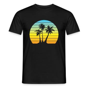 Palm Sun Vintage Vacances Palmiers Rétro Été - T-shirt homme - noir - Devant - AI Model Male 178 light (178cm)