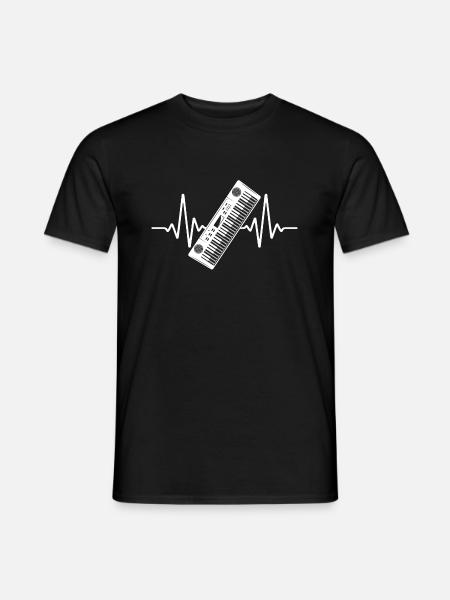 Heartbeat syntesizer Keyboard Klavier - Männer T-Shirt - Schwarz