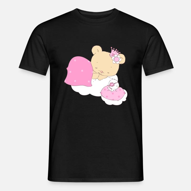 Bear princess sleeping on cloud - Men's T-Shirt - black