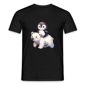 Cute Penguin and Polar Bear Gift - Men's T-Shirt - black - Front - AI Model Male 178 light (178cm)