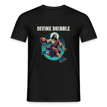 Funny dribbling Jesus Christian Basketball Gift - Men's T-Shirt - black - Front - AI Model Male 178 light (178cm)