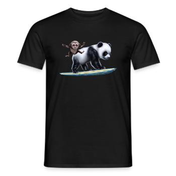 Surfing Panda and Monkey - Men's T-Shirt - black - Front - AI Model Male 178 light (178cm)