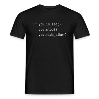 Python code | Cycling | Programmer | Dev - Men's T-Shirt - black - Front - AI Model Male 178 light (178cm)