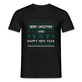 Joyeux Noël et Joyeux réveillon de Noël - T-shirt homme - noir - Devant - AI Model Male 178 light (178cm)