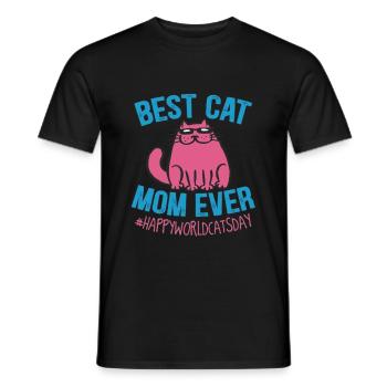 MEILLEUR CAT MOM JAMAIS #HAPPYWORLDCATSDAY - T-shirt homme - noir - Devant - AI Model Male 178 light (178cm)