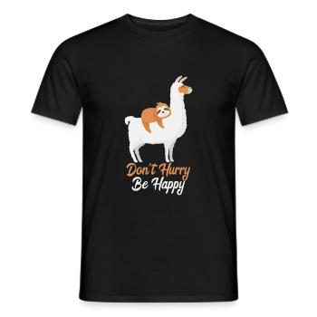 ALPACA SLOTH Ne vous pressez pas Soyez heureux - T-shirt homme - noir - Devant - AI Model Male 178 light (178cm)