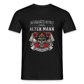 Unterschätze nie ein alten Mann bei der Feuerwehr - Männer T-Shirt - Schwarz - Vorne - AI Model Male 178 light (178cm)