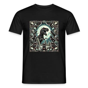 Dino Weihnachten T-Rex Katzen Ornamente - Männer T-Shirt - Schwarz - Vorne - AI Model Male 178 light (178cm)