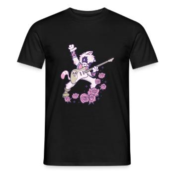 Pastel Goth Kawaii Heavy Metal Cat Guitar Goth - Men's T-Shirt - black - Front - AI Model Male 178 light (178cm)