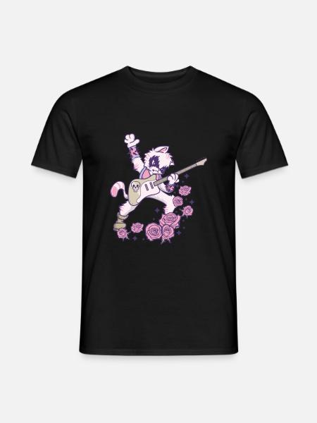 Pastel Goth Kawaii Heavy Metal Cat Guitar Goth - Men's T-Shirt - black