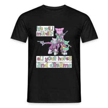 Patel Goth Kawaii Anime Comic Cats Gothic - Men's T-Shirt - black - Front - AI Model Male 178 light (178cm)