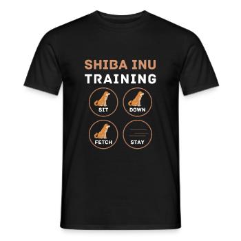 Funny Shiba Inu training - Men's T-Shirt - black - Front - AI Model Male 178 light (178cm)
