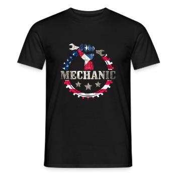 Mécanicien USA - T-shirt homme - noir - Devant - AI Model Male 178 light (178cm)