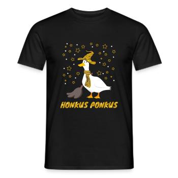 Honkus Ponkus Funny Goose - Men's T-Shirt - black - Front - AI Model Male 178 light (178cm)