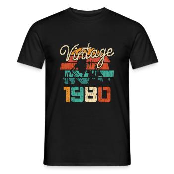 Vintage (1980) - Men's T-Shirt - black - Front - AI Model Male 178 light (178cm)