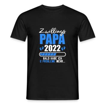 Schwangerschaft Zwillinge Werdender Papa 2022 - Männer T-Shirt - Schwarz - Vorne - AI Model Male 178 light (178cm)