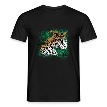 Leopard Rainforest Plants Nature Vegetation - Men's T-Shirt - black - Front - AI Model Male 178 light (178cm)