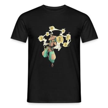 Bitcoin Magician Wizard Class RPG Role-playing Game - Men's T-Shirt - black - Front - AI Model Male 178 light (178cm)