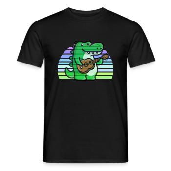 Alligator Gitarre Sonnenuntergang - Männer T-Shirt - Schwarz - Vorne - AI Model Male 178 light (178cm)