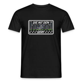 Die mit dem Hund geht | Hundebesitzerin Hundeshirt - Männer T-Shirt - Schwarz - Vorne - AI Model Male 178 light (178cm)