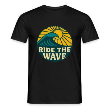 Ride The Wave Surf Sonnen Design - Männer T-Shirt - Schwarz - Vorne - AI Model Male 178 light (178cm)