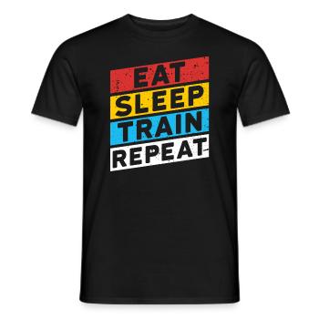 TRAINIEREN | EAT SLEEP TRAIN REPEAT - Männer T-Shirt - Schwarz - Vorne - AI Model Male 178 light (178cm)