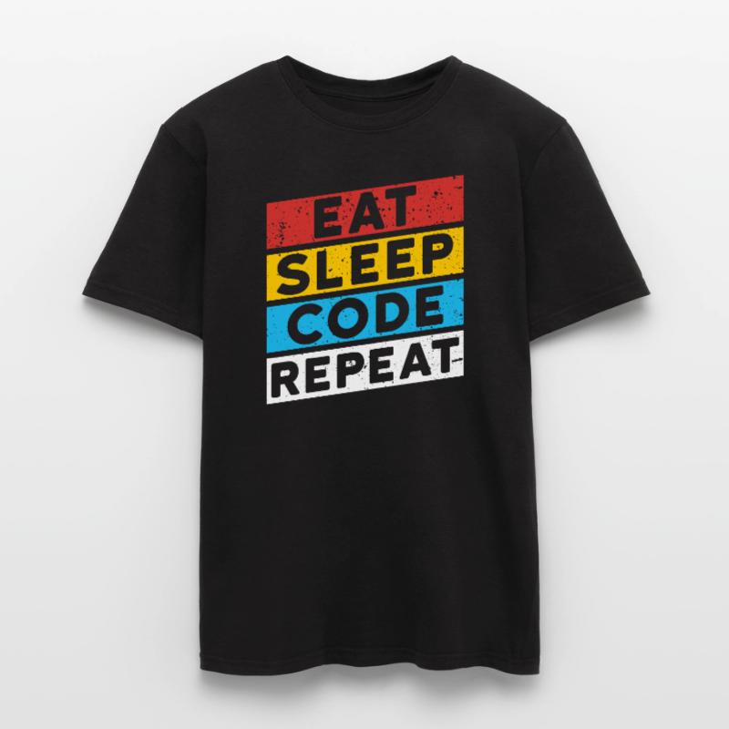 CODE CODER CODING Spruch | EAT SLEEP CODE REPEAT Männer T-Shirt