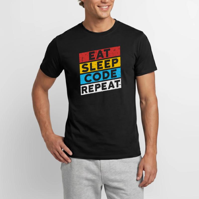 CODE CODER CODING Spruch | EAT SLEEP CODE REPEAT Männer T-Shirt