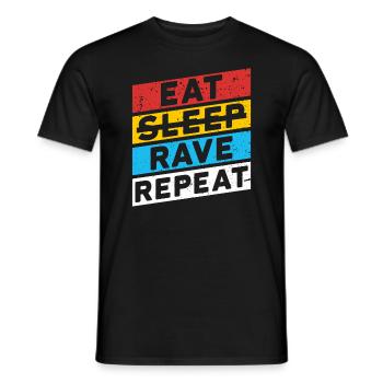 RAVE RAVER FESTIVAL PARTY | EAT SLEEP RAVE REPEAT - Männer T-Shirt - Schwarz - Vorne - AI Model Male 178 light (178cm)