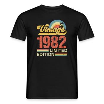 1982 - Men's T-Shirt - black - Front - AI Model Male 178 light (178cm)