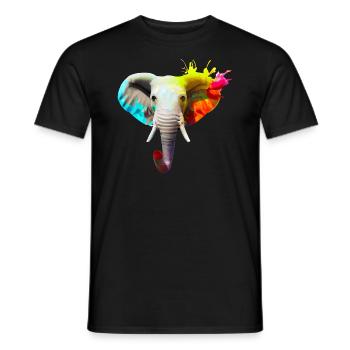 Elefantenkopf mit Farbexplosion - Männer T-Shirt - Schwarz - Vorne - AI Model Male 178 light (178cm)