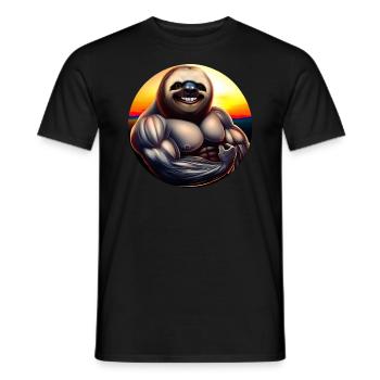 Muscular sloth in sunset - Men's T-Shirt - black - Front - AI Model Male 178 light (178cm)