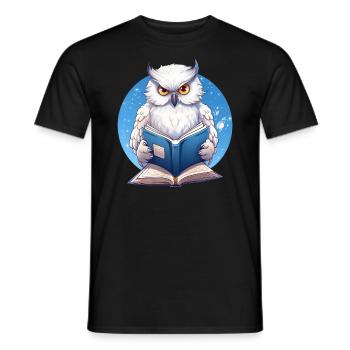 Wise Owl with Book - Reading Design - Men's T-Shirt - black - Front - AI Model Male 178 light (178cm)