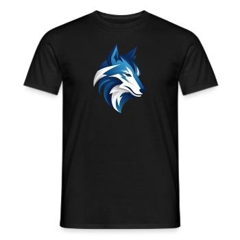 Loup bleu blanc tête illustration cool smart - T-shirt homme - noir - Devant - AI Model Male 178 light (178cm)