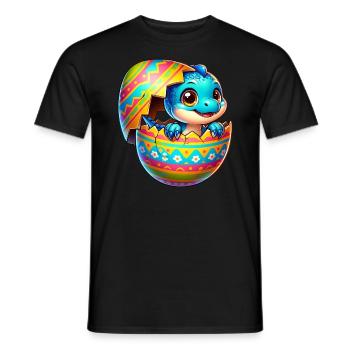 Osterei Dino T-Rex Schlüpfen Bunt Cartoon - Männer T-Shirt - Schwarz - Vorne - AI Model Male 178 light (178cm)