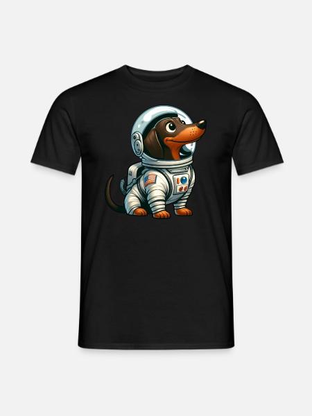 Teckel astronaute dans l’aventure spatiale - T-shirt homme - noir