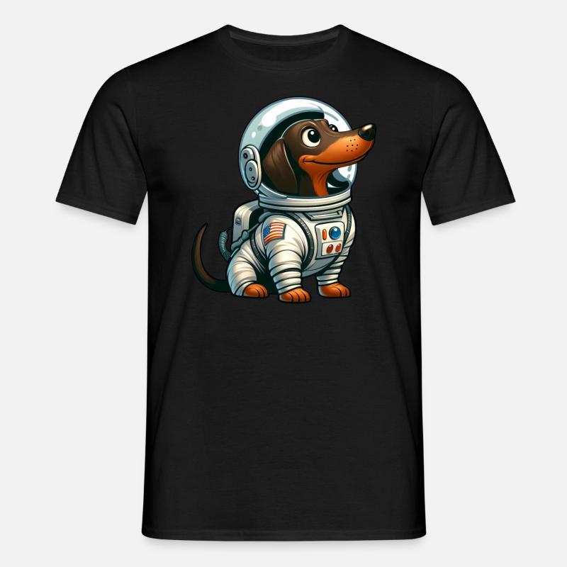 Teckel astronaute dans l’aventure spatiale - T-shirt Homme - noir