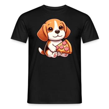 Pizza au salami pour chien Beagle - T-shirt homme - noir - Devant - AI Model Male 178 light (178cm)