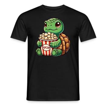 Cute Turtle Popcorn Movies Movies Cinema Fun - Men's T-Shirt - black - Front - AI Model Male 178 light (178cm)
