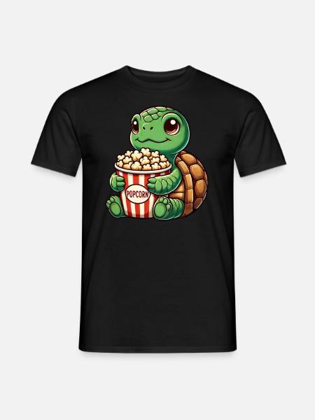 Mignonne Tortue Pop-corn Films Films Cinéma Fun - T-shirt homme - noir
