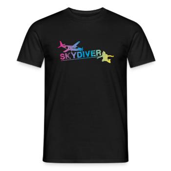 Skydiver Plane Fun Jump Colorful parachutist - Men's T-Shirt - black - Front - AI Model Male 178 light (178cm)